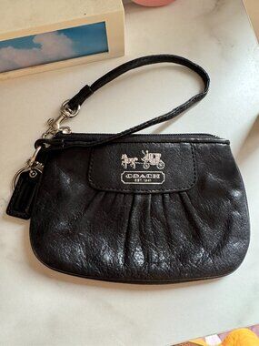 Coach Black Leather Small Wristlet